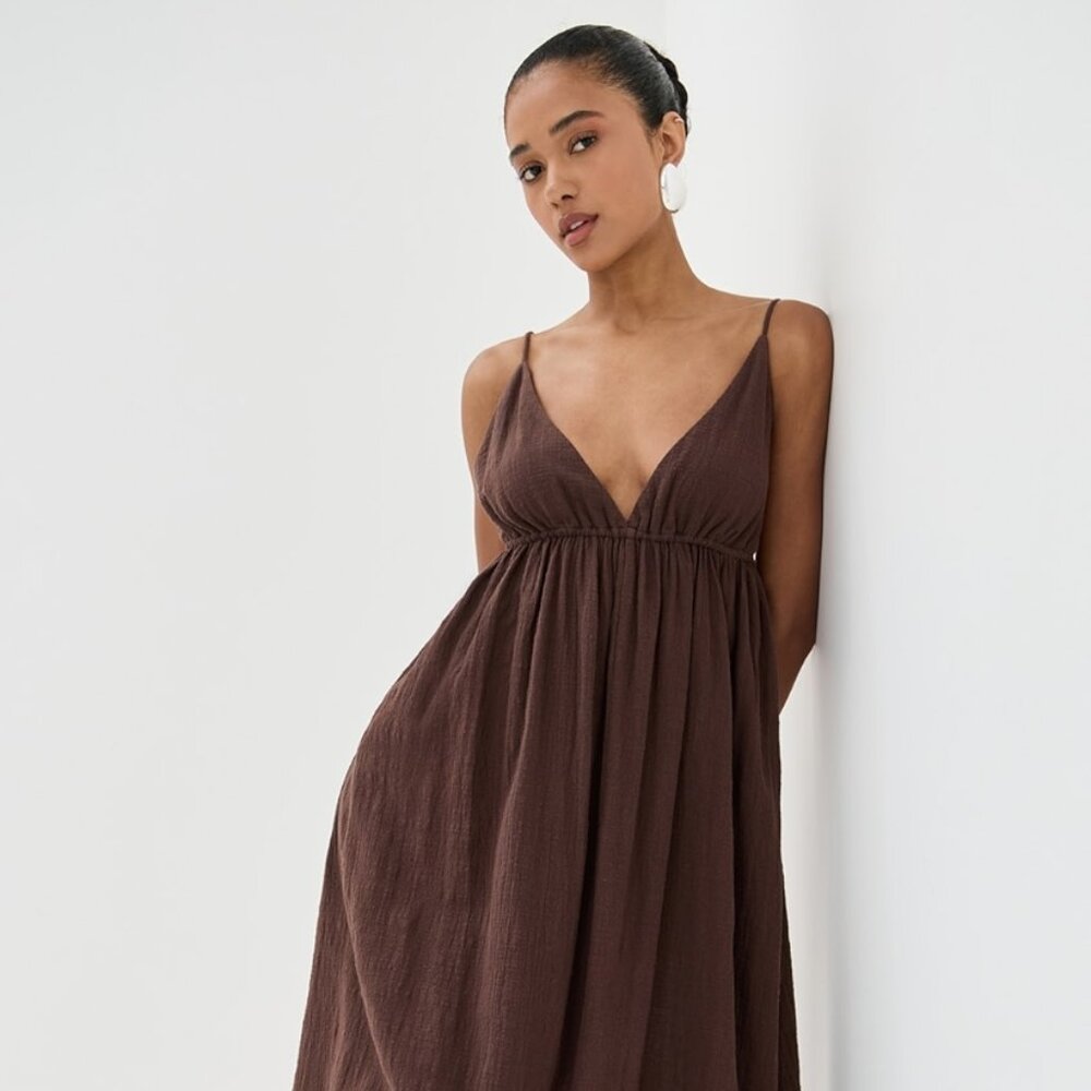 NWT STAUD Hanna cotton-gauze maxi dress (XS)